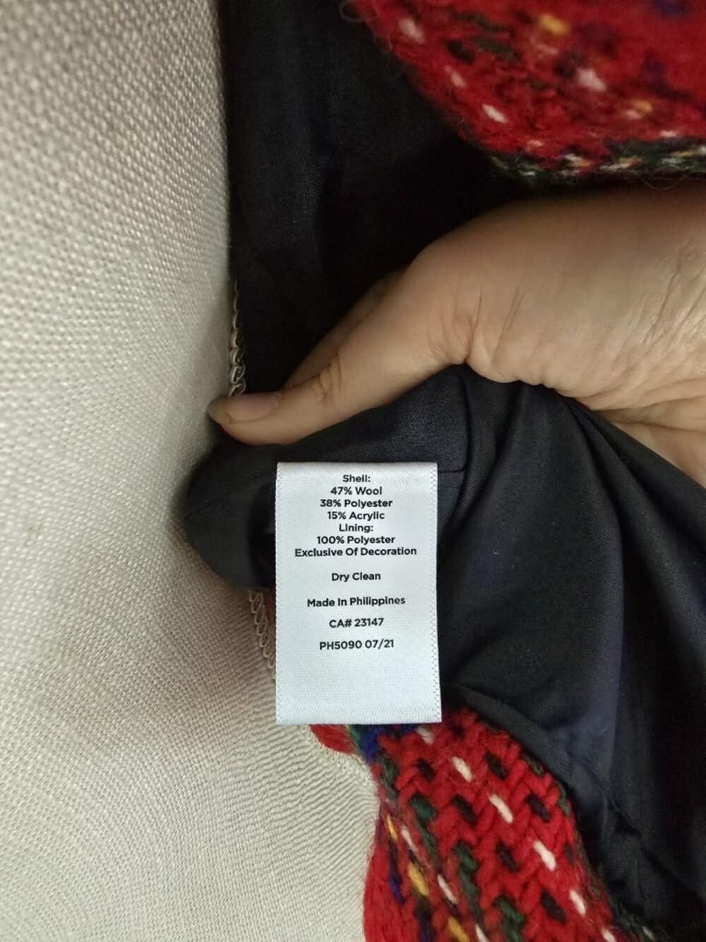 Talbots Plaid Red Holiday Wool Blend Christmas Blazer Jacket Small 4 P Petite - Picture 8 of 12